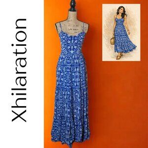 Boho Blue & White Floral Maxi Dress